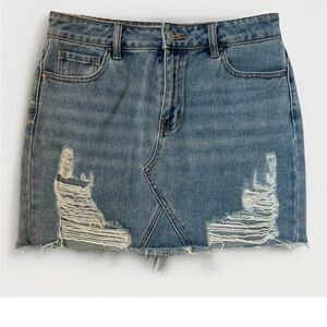 PacSun Distressed Ripped Denim Mini Skirt Woman’s Size 27